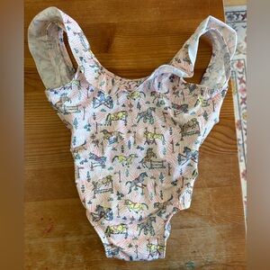 Olivier London Horse Equestrian Print Swimsuit Ruffle Baby Girl 6–12 Months
